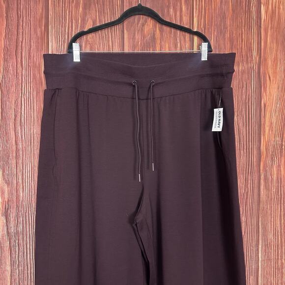 Old Navy Womens Dynamic Fleece High Waisted Burgundy Wide-Leg Sweatpants XXL NWT - Picture 5 of 6